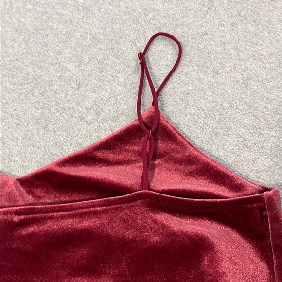 Y2K Velvet Tank Top Medium Stretch Rose Pink Strap Coquette - Picture 8 of 10